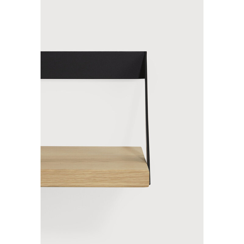 Ribbon Oak Solid Wood Floating Shelf, Black