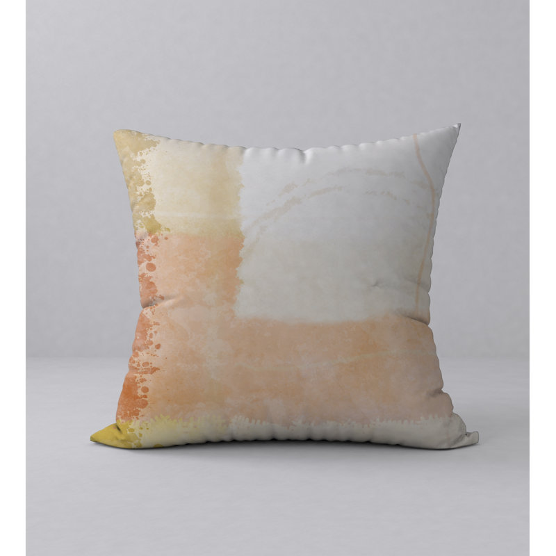  Housse de coussin carré et insert, 24" X 24", Blanc / beige / orange
