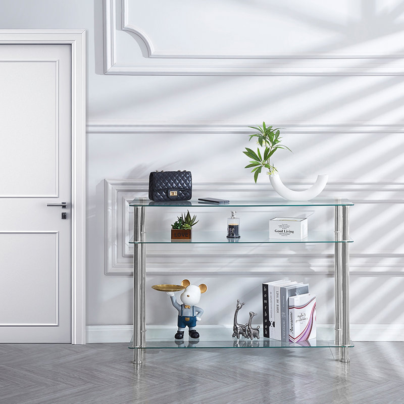 Allysyn 110cm Glass Top Console Table, Silver