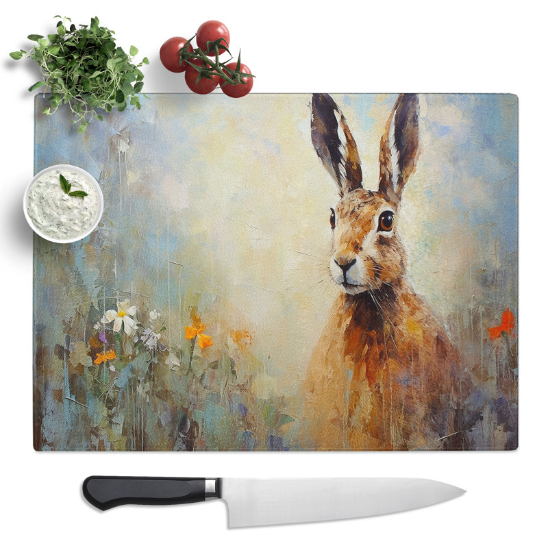 Hare Impressionism  Glass Chopping Board