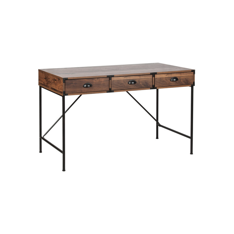 Wycombe 47'' Wood Grain Desk with Drawers, Walnut
