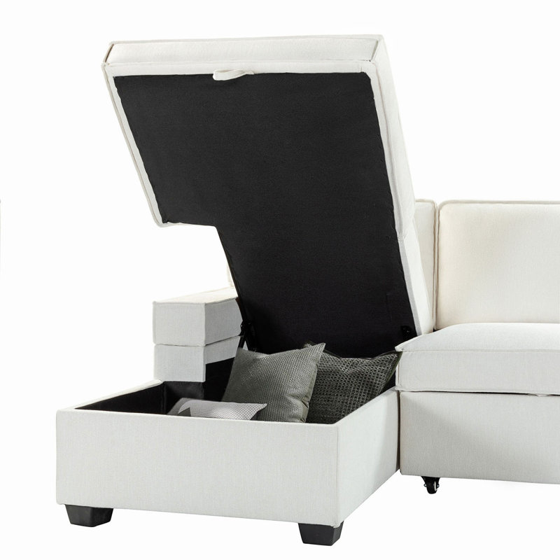 Stevonte 3 Seater Sofa & Chaise, White