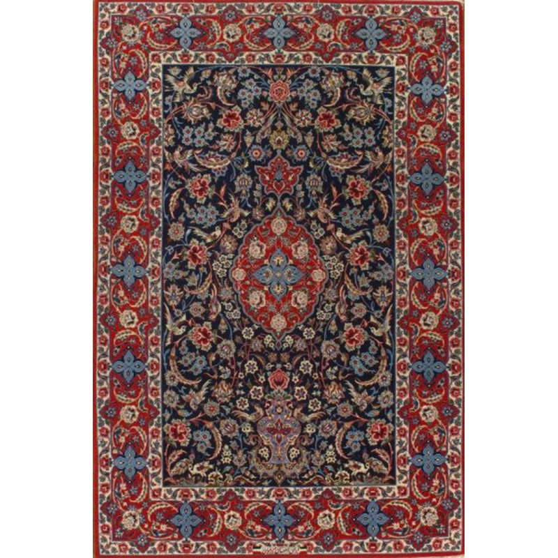 Burdie Oriental Area Rug in Navy Blue
