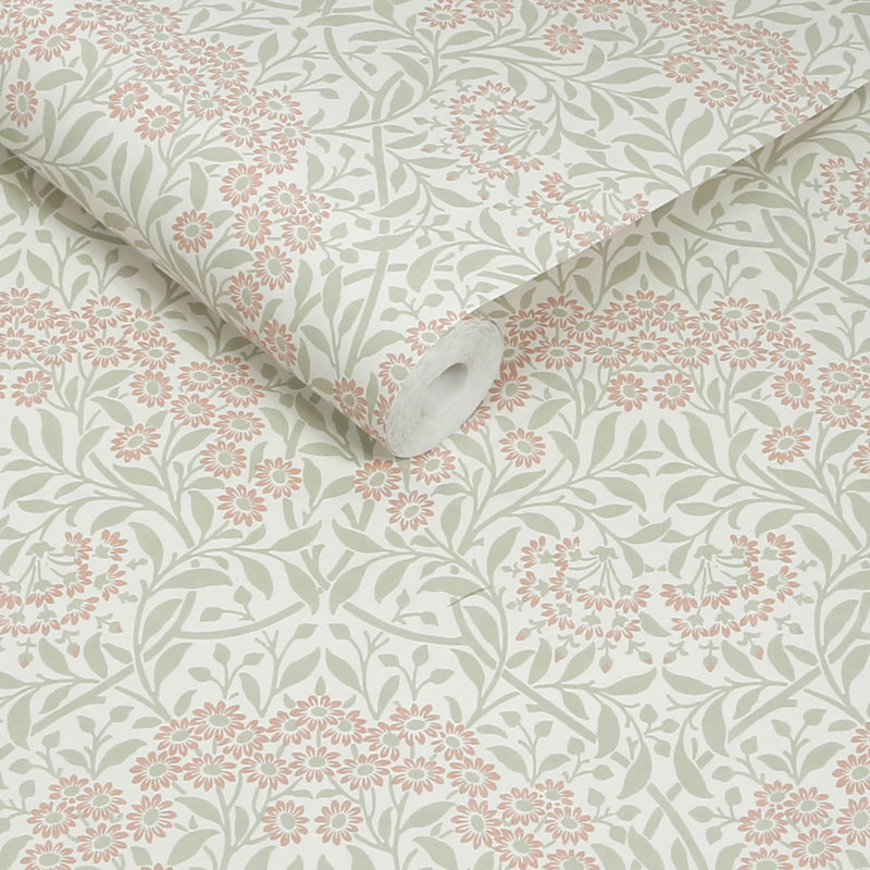 William Morris Michaelmas Daisy Midnight Wallpaper, Pink/Gray