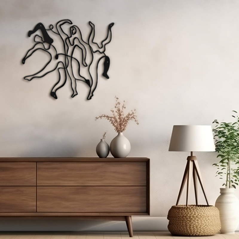 Décoration murale en métal, H 30 po x l 30 po x P 0,05 po, Noir
