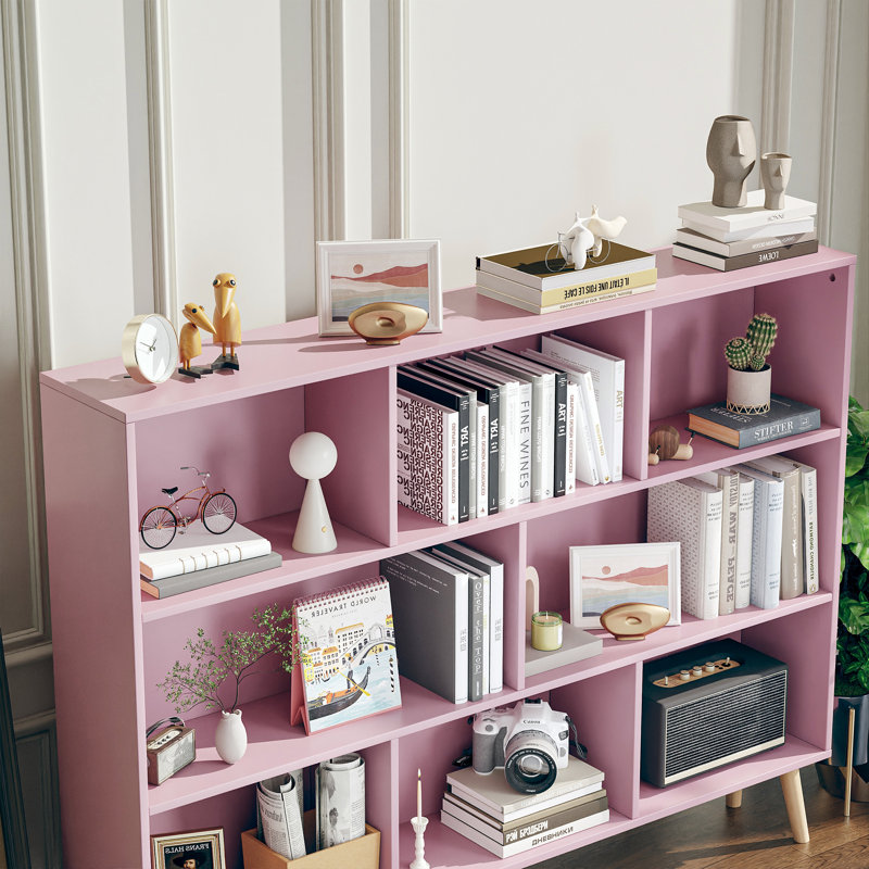 Bibliothèque Marlik, (8 tablettes) H 42,5 po x l 47,2 po x P 9,4 po, Rose
