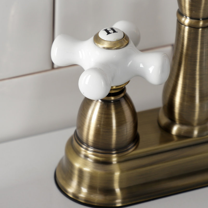 Kingston Brass Heritage Two-Handle 2-Hole Deck Mount Bar Faucet, Vintage Brass