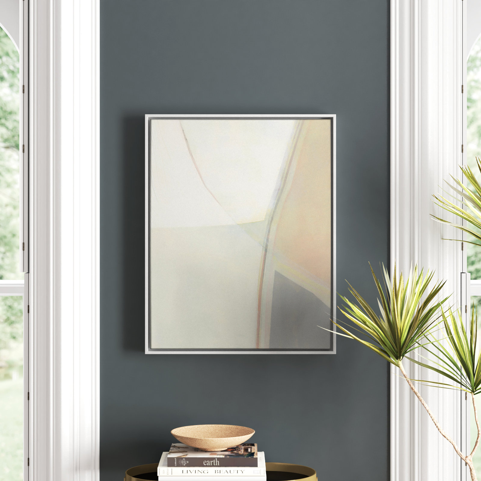 Alexandria "In Neutral II" Painting by Cartissi, 29.5" H x 23.5" W x 2" D, White Framed Canvas