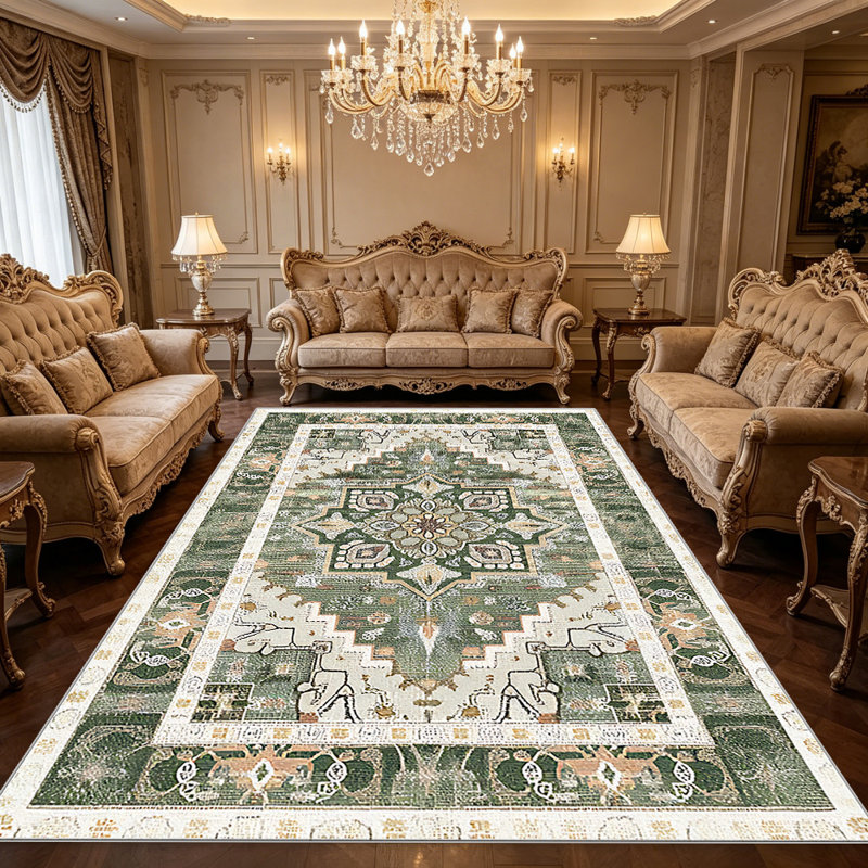 Olive Vintage Pattern carpet-easy to clean, machine-washable, soft and comfortable; suitable for door mats, kitchens, living rooms, bedrooms, corridors, and laundry areas. Easy to clean, durable carpet for home decoration.