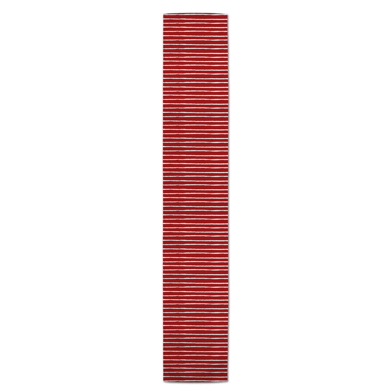 Vancouver Sketch Stripes Table Runner, 90" x 16", Red