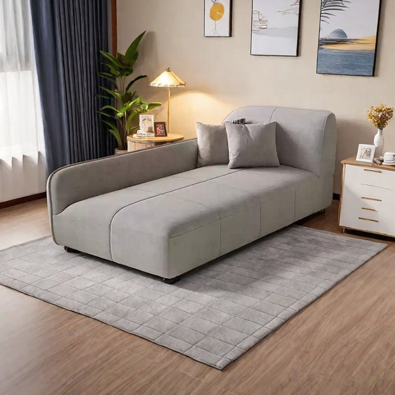 Méridiennes modernes et simples en flanelle, Orienté à droite, Gris clair