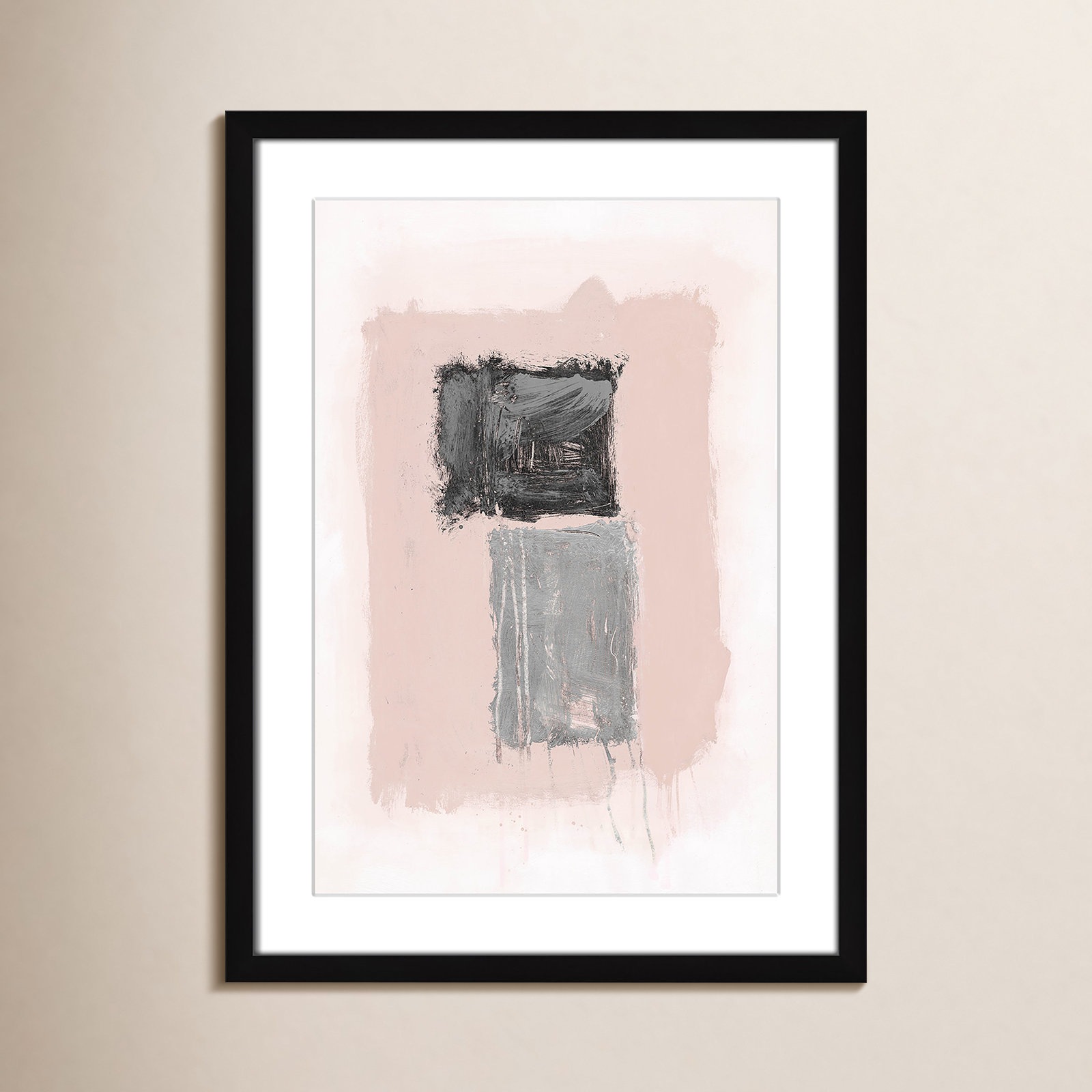 Pink, Black And Silver Shimmer II by Casa Fine Arts, Black Matted Picture Framed, 23" H x 17" W x 1.25" D