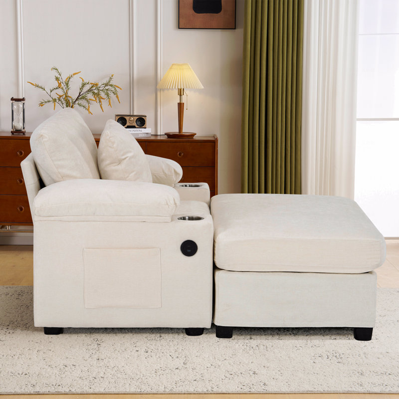 Fauteuil ergonomique surdimensionné avec repose-pieds, Beige