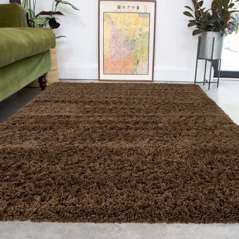 Durable Super Soft Shaggy Brown Rug, Rectangle 240 x 330cm