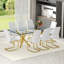 Ensemble de table de salle à manger 71 "moderne en verre rectangulaire avec pieds en métal doré et chaises en polyuréthane-328963537-328963564