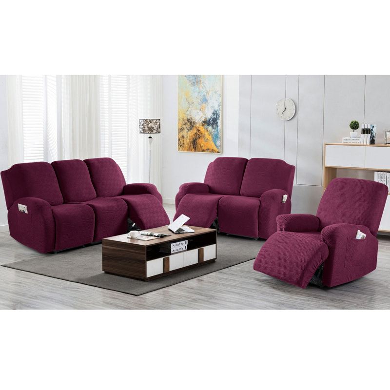Housse de fauteuil inclinable avec poches 1-2-3, Bourgogne