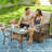  Wicker Patio Coffee Table, 34.48" Rectangle Outdoor Coffee Table With Tempered Glass Top And 2-Tier Storage Shelf, All-Weather Rattan Patio Side Table For Outside Poolside Deck Garden, Brown-491436793