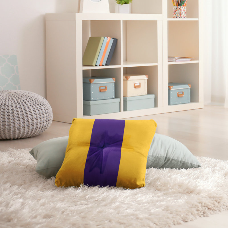  Coussin de sol touffeté, 30 po x 30 po, Doré / mauve