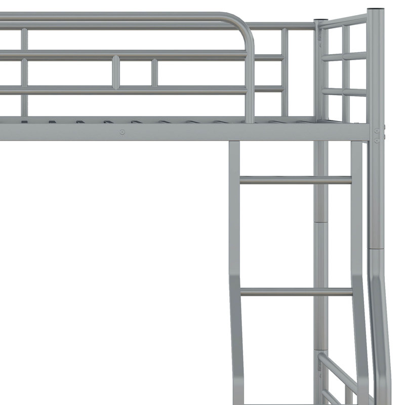 Aloah Full XL Over Queen Metal Bunk Bed with Trundle, Silver