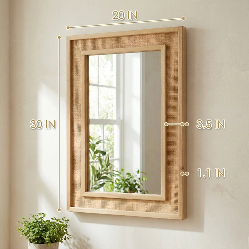 Miroir mural Rustic, L 20 po x H 30 po, Bois naturel