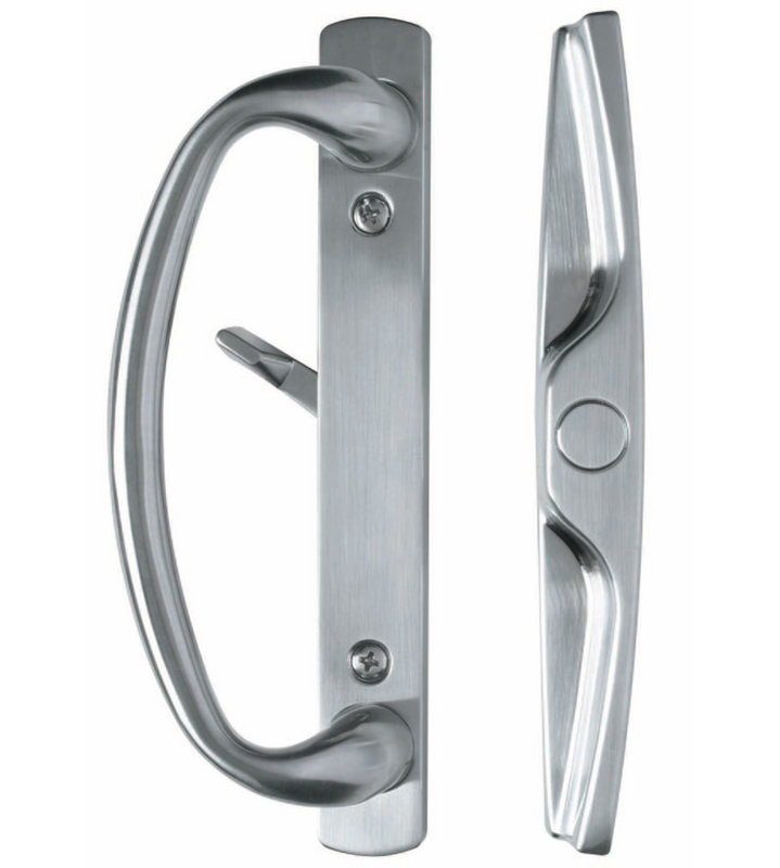 Poignée de porte coulissante Euro-Charlotte (serrure à mortaise non incluse), Acier inoxydable brossé