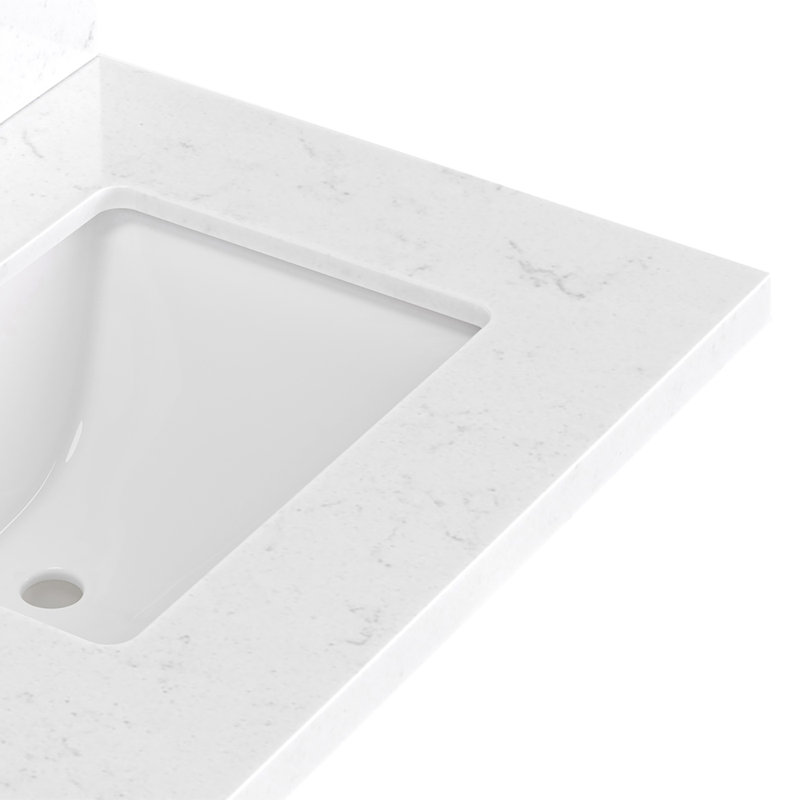 ARIEL Kelly 73 Double Sink Bathroom Vanity with Pure Quartz Top, Oak, Rectangular, Carrara White Quartz