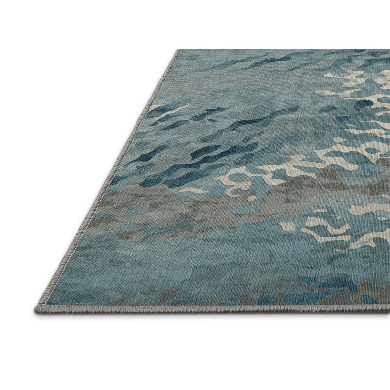 Machine Washable Gray Area Rug, Round 6'