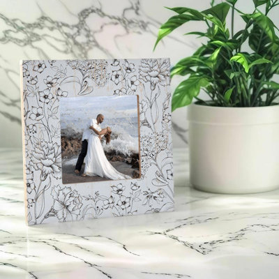 Cadre photo floral en bois