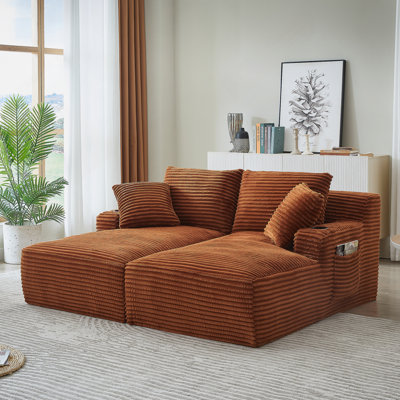 Méridienne compressible double avec porte-gobelets - aucun assemblage requis, causeuse moelleuse moderne pour la lecture de salon à l'intérieur
