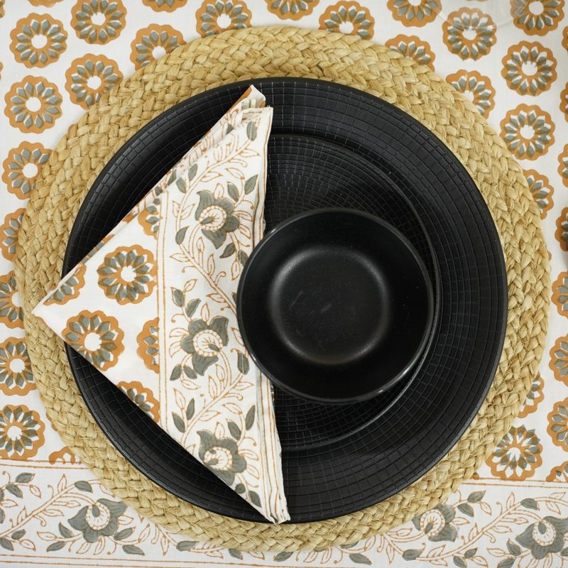Fabdivine 18X18 Inch Cotton Napkins Set – Eco-Friendly & Elegant Table Décor, Bulbul