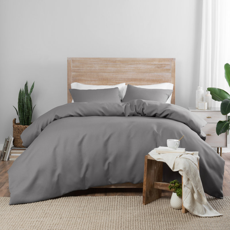 Nora Polyester Duvet Cover Set, King, Gray