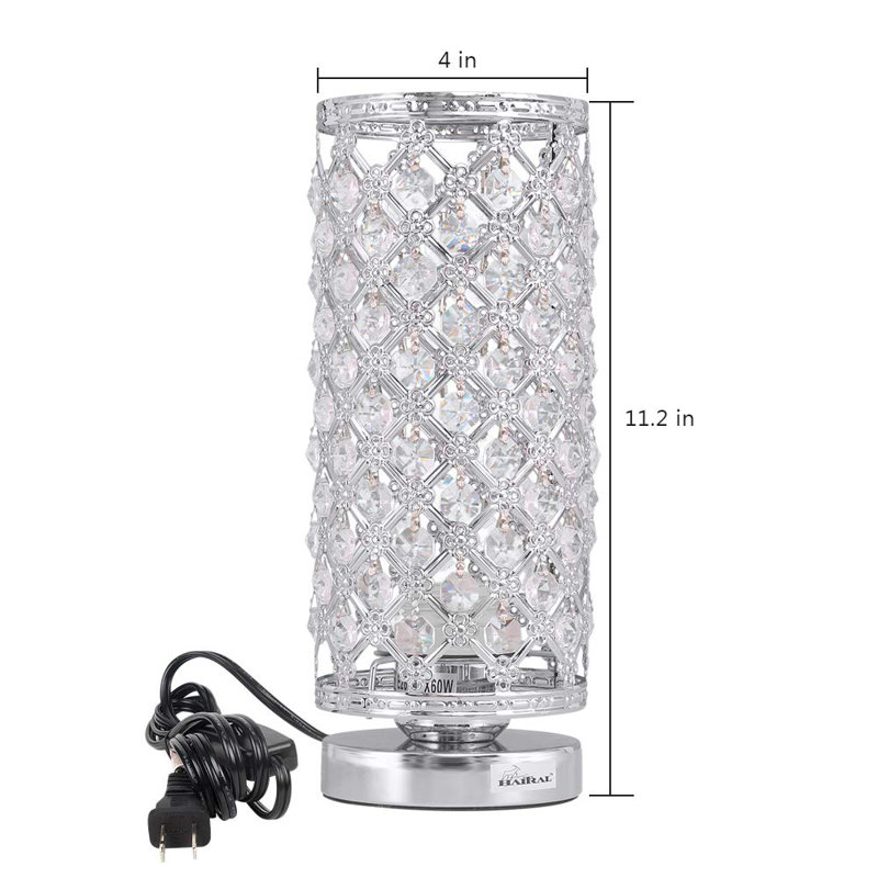 Lampe de table en cristal avec table de chevet et table de lecture