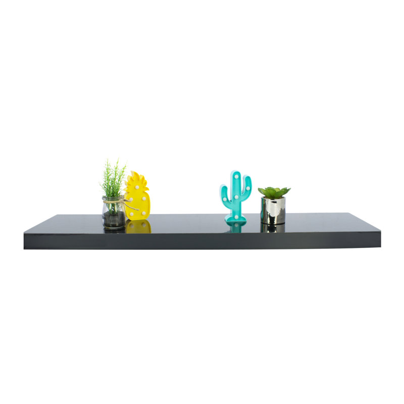 Plastic / Acrylic Floating Shelf, 3.80cm H x 80cm W x  23cm D, Black