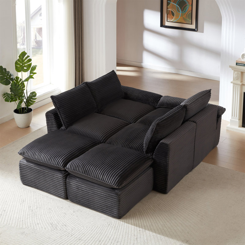 Canapé moderne Cloud, Velours côtelé gris foncé, H 35,43 po x l 101,57 po x P 78,74 po