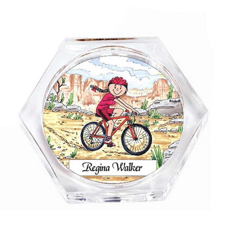 Vélo de montagne personnalisé - ensemble-cadeau pour sous-verre féminin (4 sous-verres), Oui