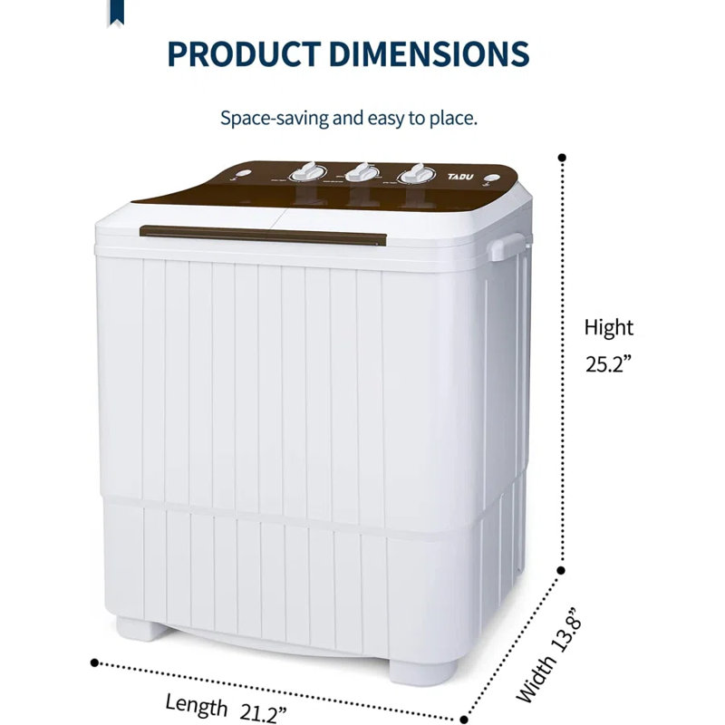 17.8lbs Portable Washing Machine, 2 In 1 Washer Machine, Twin Tub Washing And Spining Combo Machine, Portable Washer For Apartment, Dorms, Rvs, Camping And More (brown)