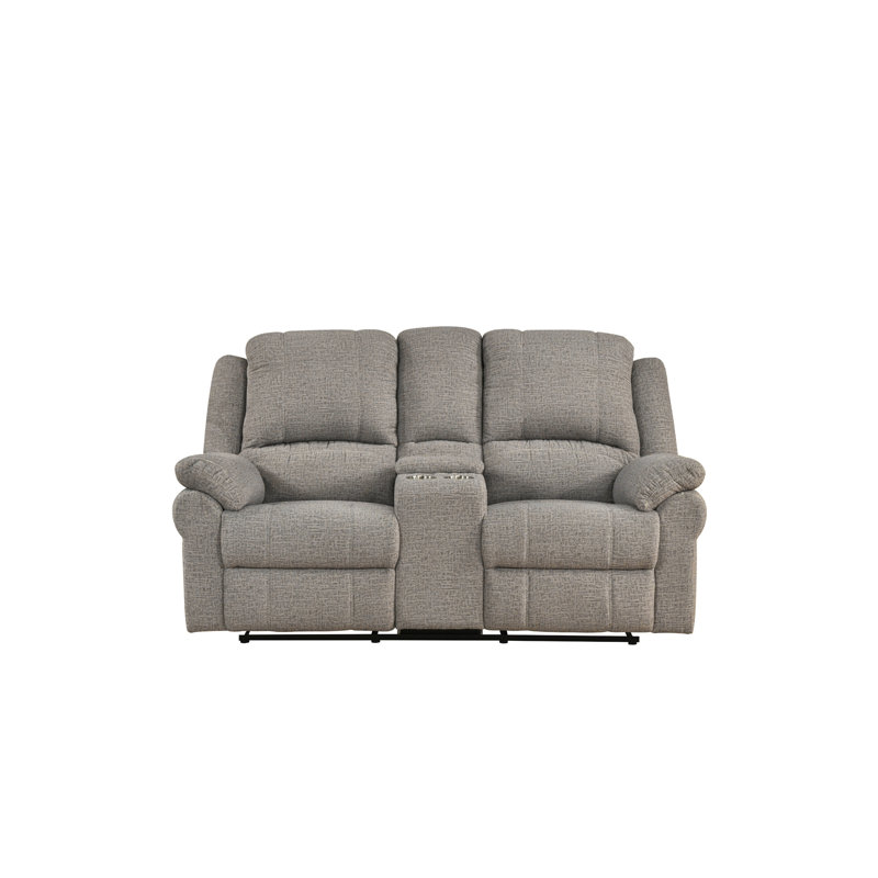 Causeuse inclinable avec console, chenille gris-beige, Grey-Beige