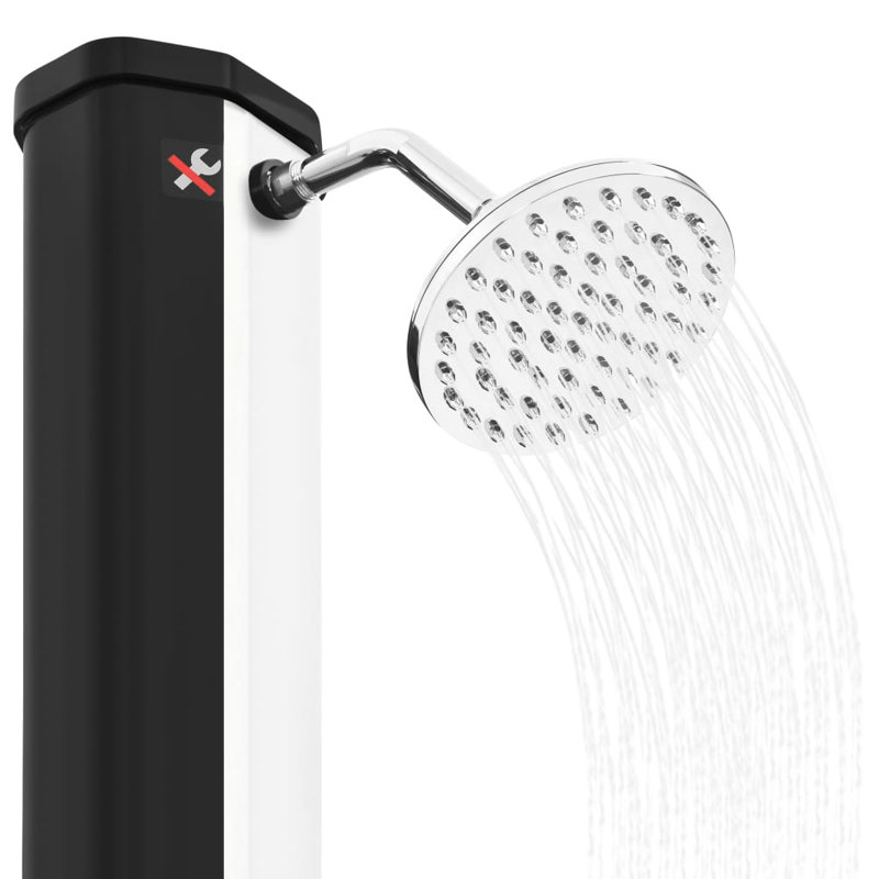 Jowers 217cm H Solar Powered Temperature Controlled Plastic Freestanding Outdoor Shower and Footwash Spout, Black/Silver