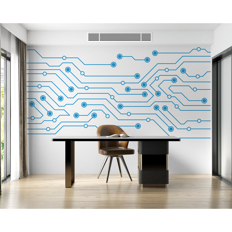 Adhésif mural technologie, autocollant de circuit, décoration murale Tech, décalque de bureau, art mural bureau, décoration murale 331DRE