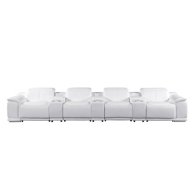 Lily 7 Piece 4 Power Top Grain Italian Leather Home Theater Seating