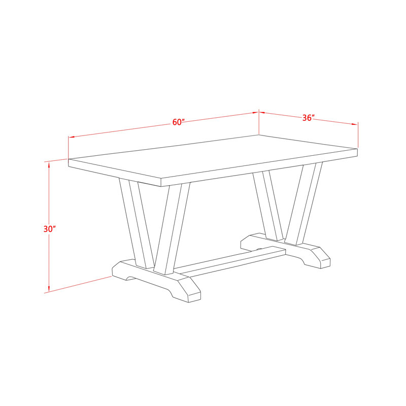Coffee Linen Fabric 5-Piece Trestle Dining Set