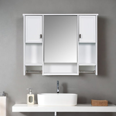 Armoire de salle de bain murale moderne avec miroir et rangement dissimulé