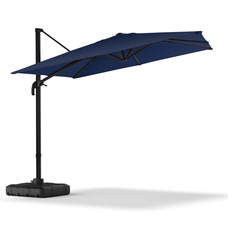 Parasol en porte-à-faux 10 pi avec base Servan Servan, Bleu marine, 10 Ft. X 10 Ft. 