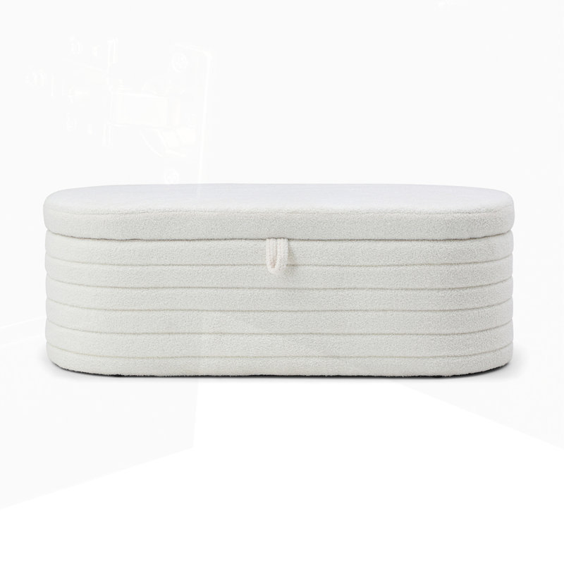 Banc de bout moderne rembourré avec rangement pour le salon, Beige