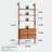 70.8'' Tall Ladder Bookshelf with Storage Cabinet, Wood and Metal Frame Wall Mounted Bookcase, 6 Tier Open Display Rack for Living Room, Bedroom, Home Office, Light Cherry