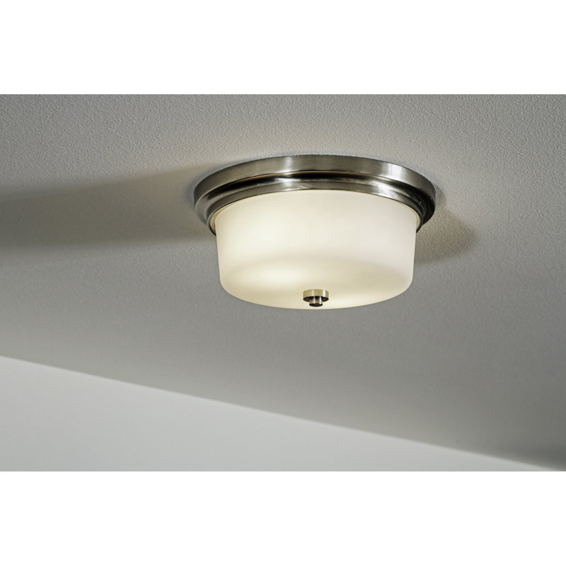 Jorelys Glass Flush Mount, Satin Nickel