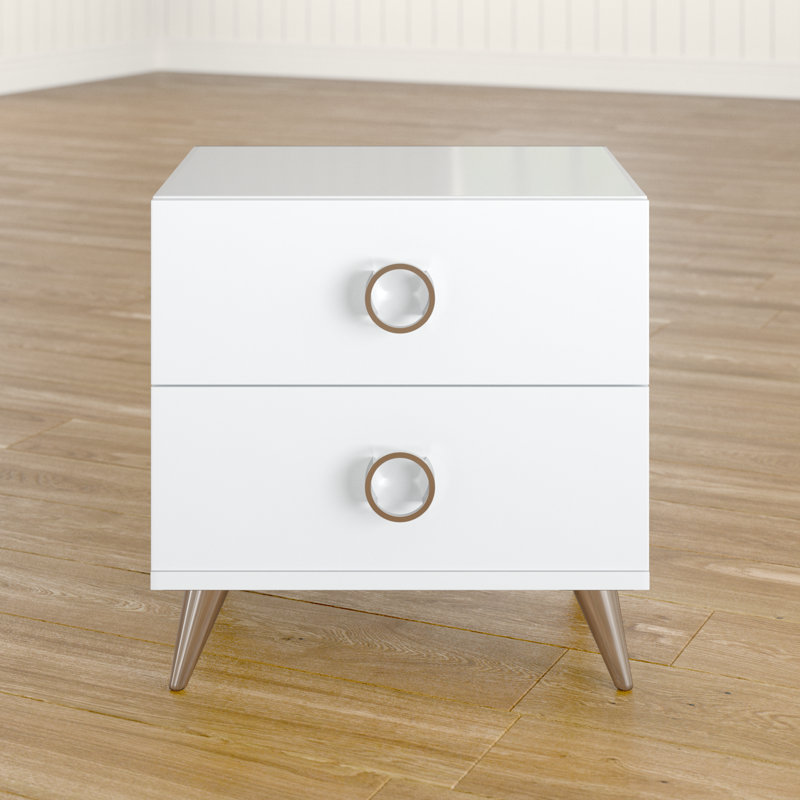 Herricks 2-Drawer Rectangular Nightstand, White