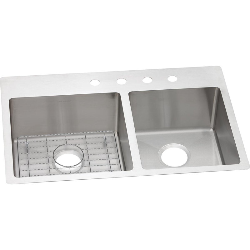 Évier de cuisine encastré à double bassin 33 x 22 Crosstown™, 2 trous