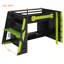 Lit mezzanine en bois avec tablettes multiples de rangement et éclairage RVB-2013282710