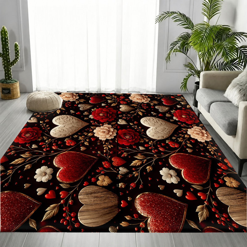 Tapis floral rétro Vintage, Rectangle 8 pi 2 po x 5 pi 11 po (250 x 180 cm)